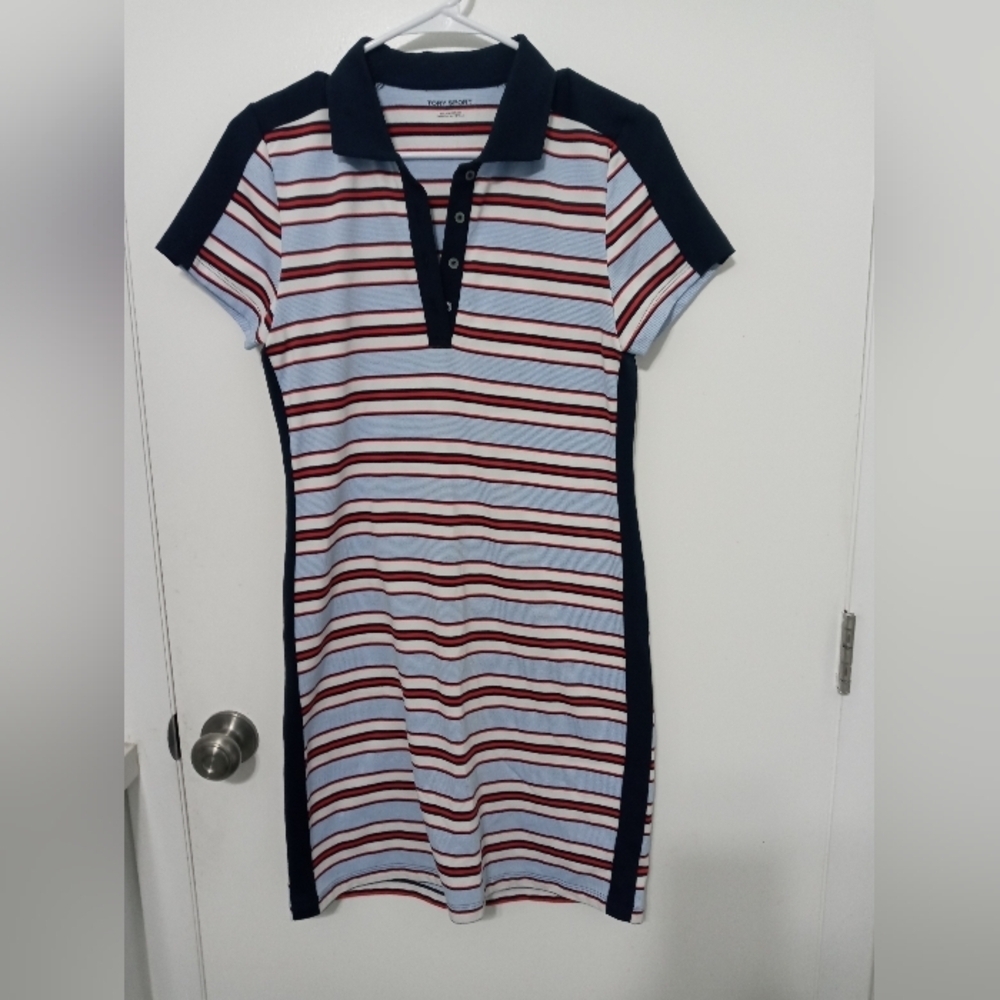 Tory Sport Tory Burch Striped Activewear dress 1/4 Button up front XS